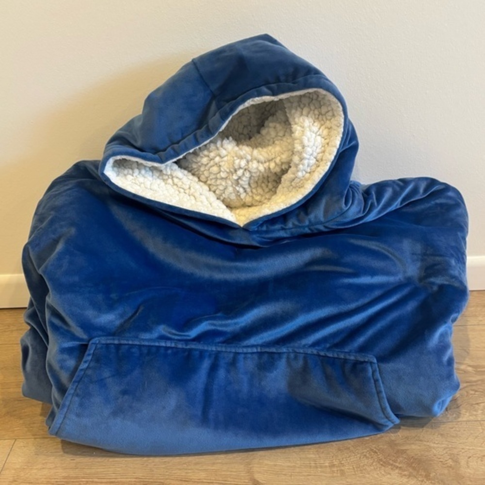 The Comfy Original Wearable Blanket Hoodie – Navy Blue, Sherpa Lined